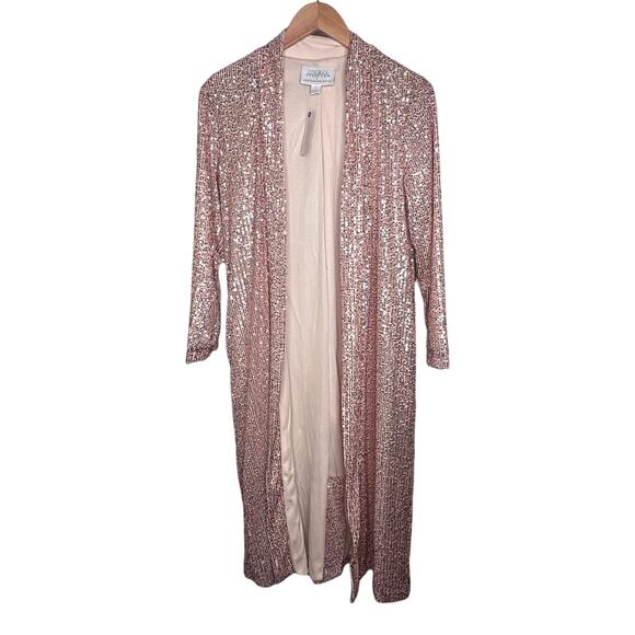 NWT Anthropologie Mare Mare Sequin Duster Cardigan in Rose Color - Picture 2 of 11